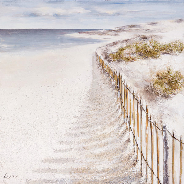 PXYW619 Wall décor art oil on canvas seascape fence on beach